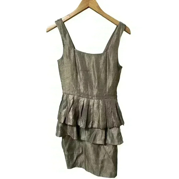 H&M Metallic Ruffle Mini Cocktail Dress Size 6 - Picture 1 of 5